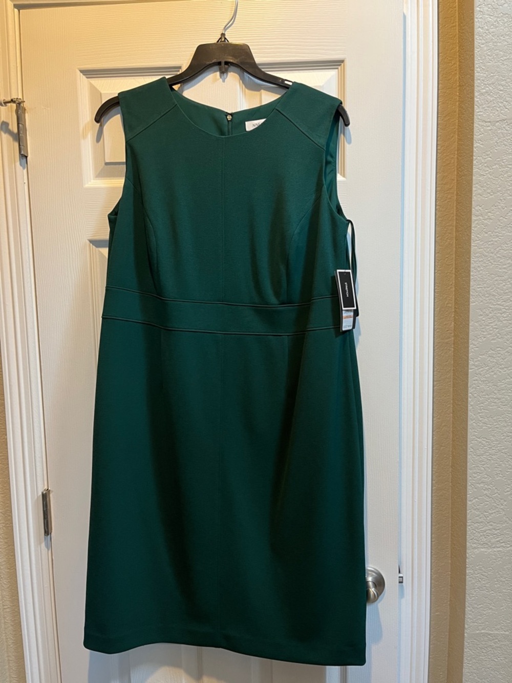 Nine West Sleeveless Deep Green Midi Sheath Dress